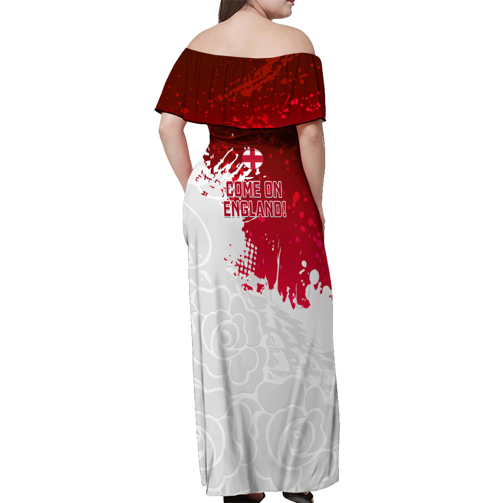 England Rugby Off Shoulder Maxi Dress 2023 Go Champions World Cup Red Rose - Wonder Print Shop