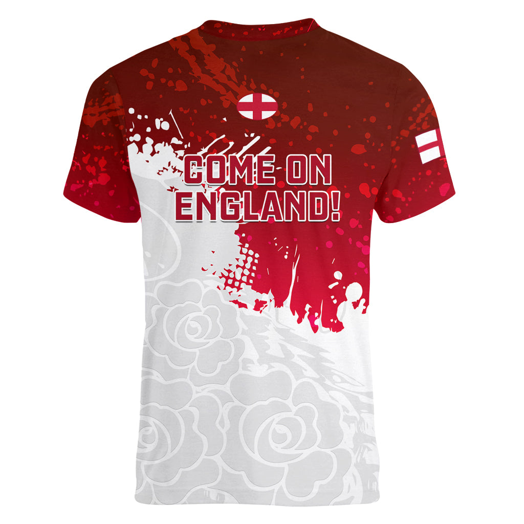 England Rugby Women V Neck T Shirt 2023 Go Champions World Cup Red Rose - Wonder Print Shop