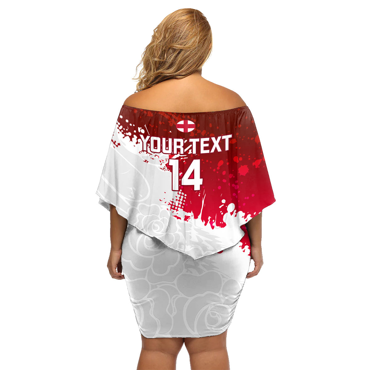 Custom England Rugby Family Matching Off Shoulder Short Dress and Hawaiian Shirt 2023 Go Champions World Cup Red Rose - Wonder Print Shop