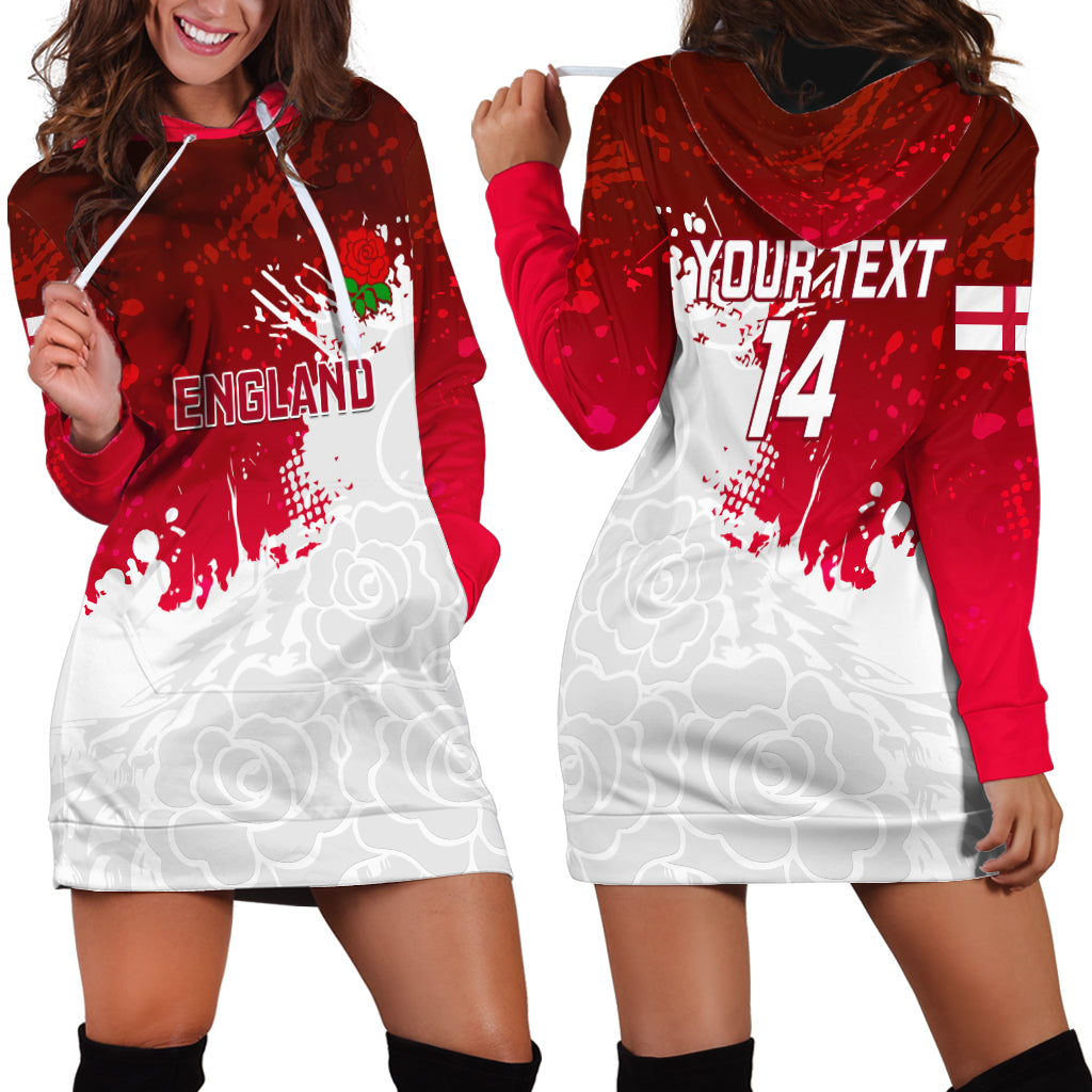 Custom England Rugby Hoodie Dress 2023 Go Champions World Cup Red Rose - Wonder Print Shop