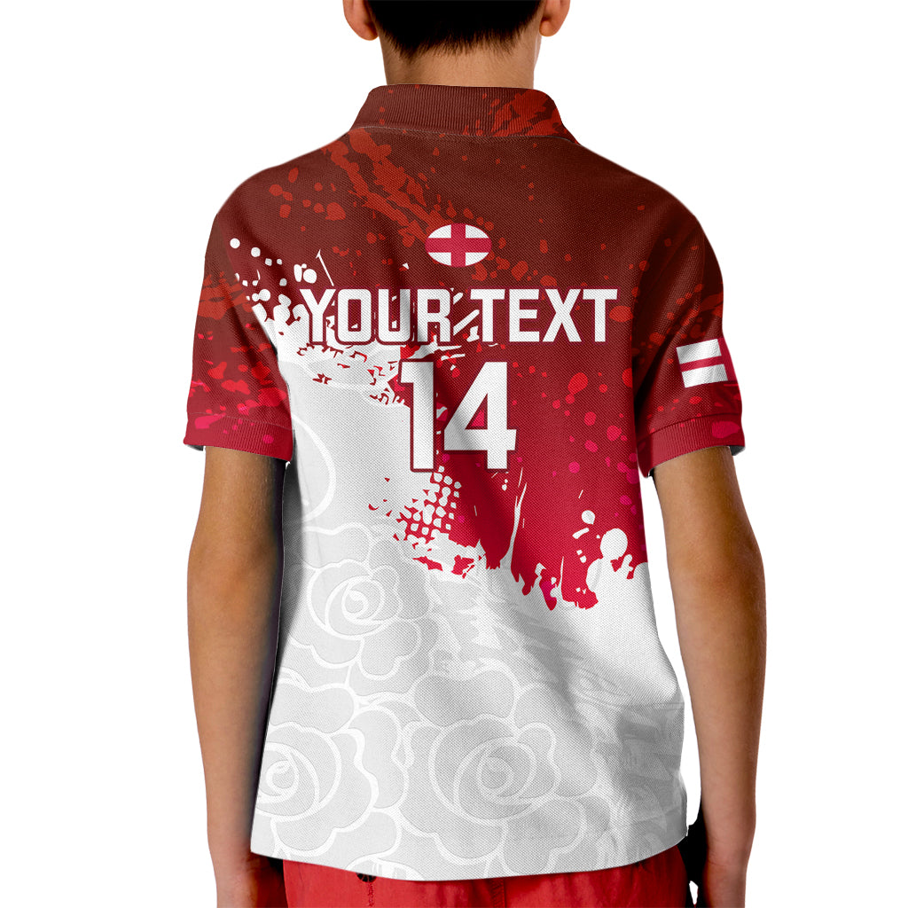 Custom England Rugby Kid Polo Shirt 2023 Go Champions World Cup Red Rose - Wonder Print Shop