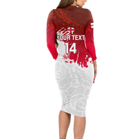 Custom England Rugby Long Sleeve Bodycon Dress 2023 Go Champions World Cup Red Rose - Wonder Print Shop