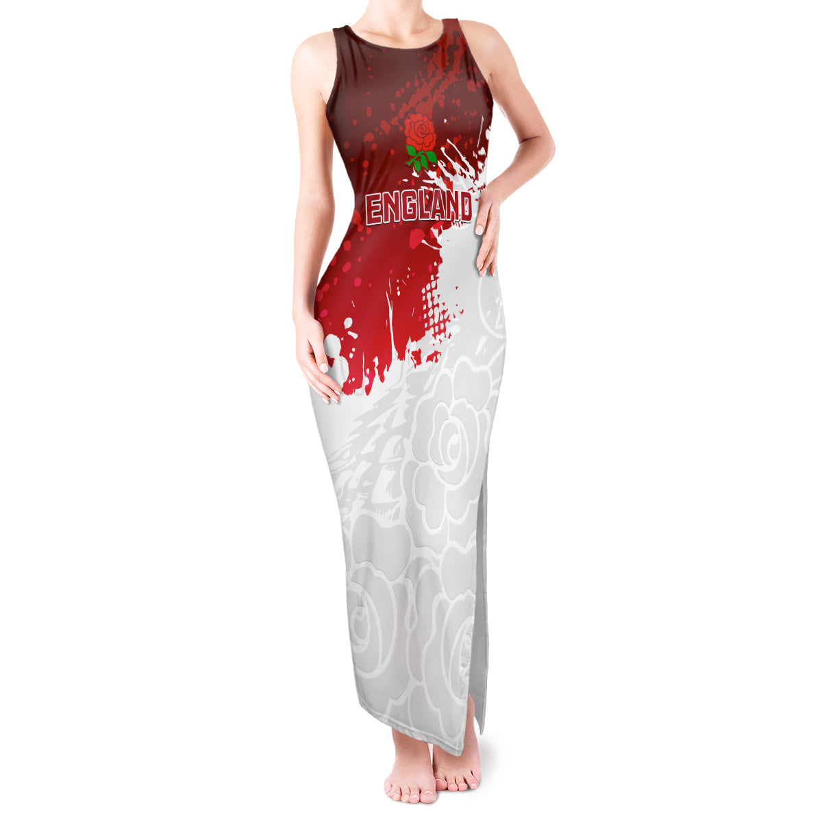Custom England Rugby Tank Maxi Dress 2023 Go Champions World Cup Red Rose - Wonder Print Shop