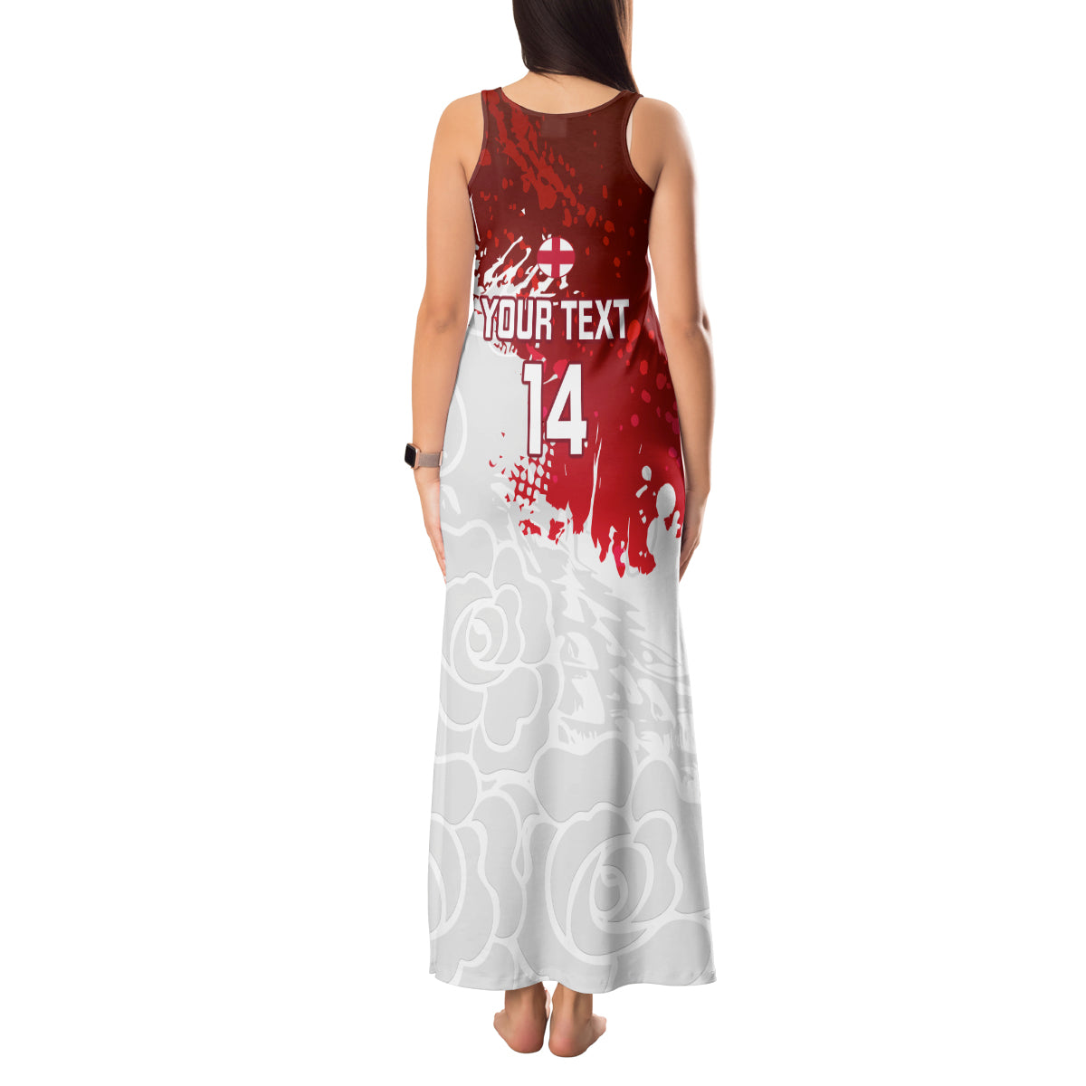 Custom England Rugby Tank Maxi Dress 2023 Go Champions World Cup Red Rose - Wonder Print Shop