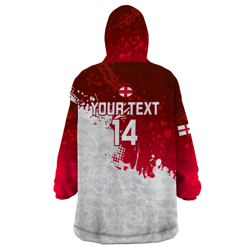 Custom England Rugby Wearable Blanket Hoodie 2023 Go Champions World Cup Red Rose - Wonder Print Shop