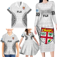 Fiji Rugby Family Matching Long Sleeve Bodycon Dress and Hawaiian Shirt 2023 Go Champions World Cup Fijian Tapa Pattern - Wonder Print Shop