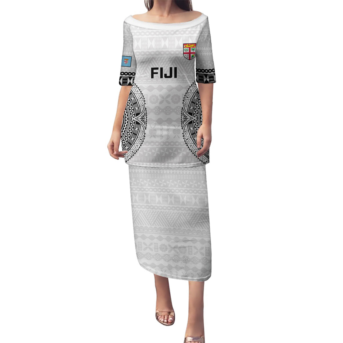 Fiji Rugby Family Matching Puletasi Dress and Hawaiian Shirt 2023 Go Champions World Cup Fijian Tapa Pattern - Wonder Print Shop