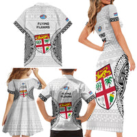 Fiji Rugby Family Matching Short Sleeve Bodycon Dress and Hawaiian Shirt 2023 Go Champions World Cup Fijian Tapa Pattern - Wonder Print Shop