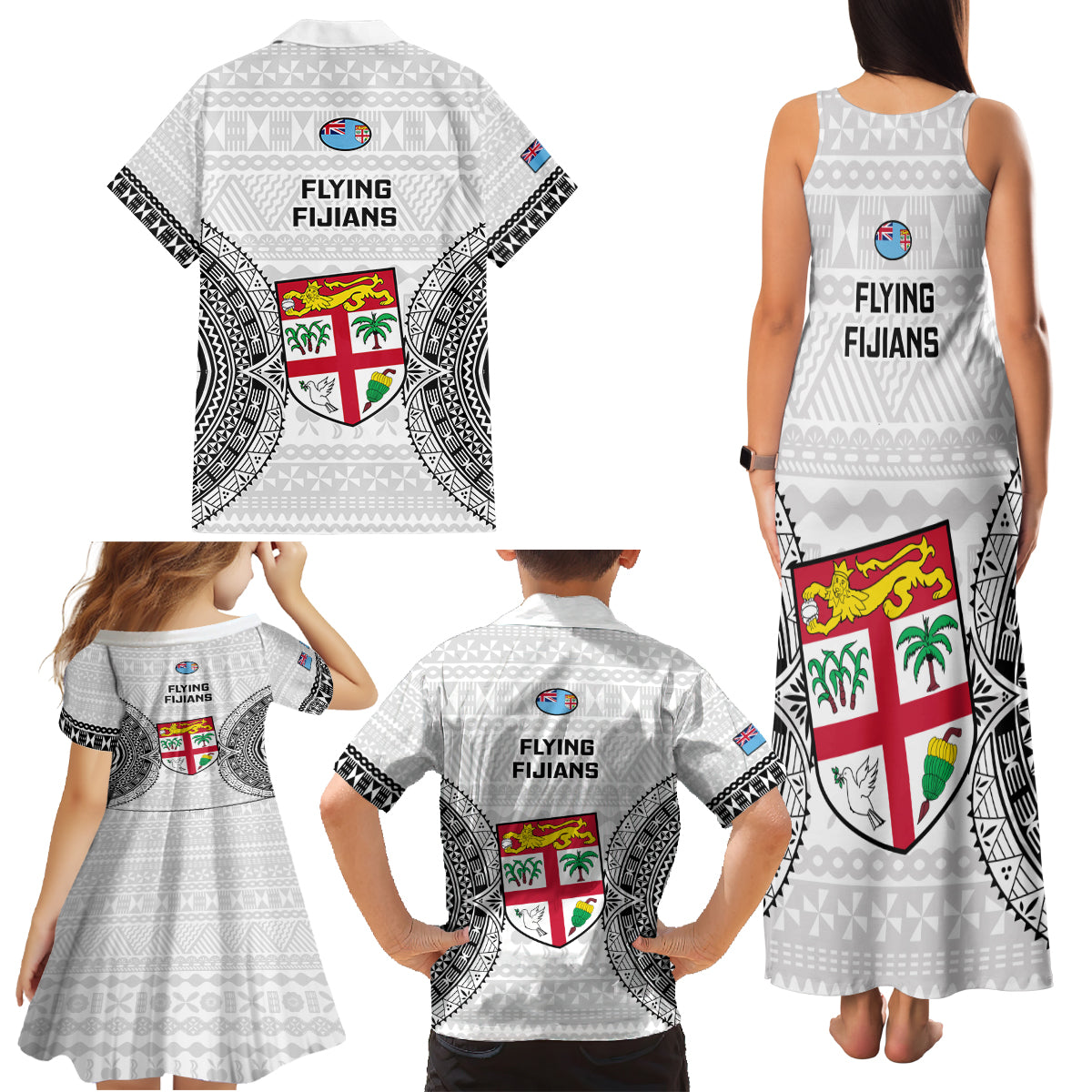 Fiji Rugby Family Matching Tank Maxi Dress and Hawaiian Shirt 2023 Go Champions World Cup Fijian Tapa Pattern - Wonder Print Shop