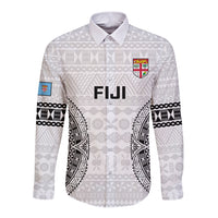Fiji Rugby Long Sleeve Button Shirt 2023 Go Champions World Cup Fijian Tapa Pattern - Wonder Print Shop
