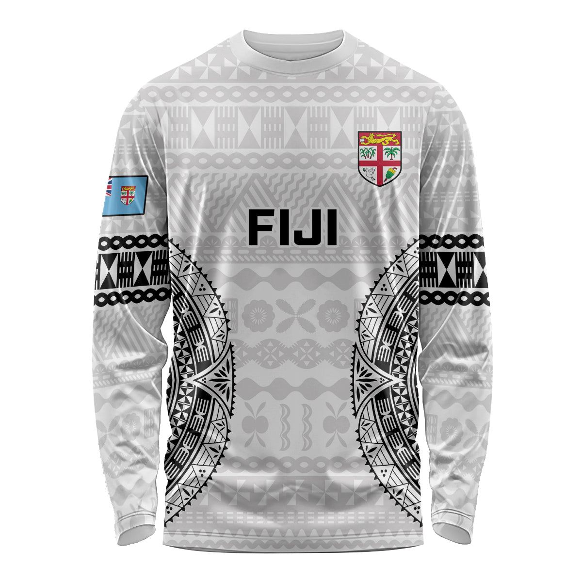 Fiji Rugby Long Sleeve Shirt 2023 Go Champions World Cup Fijian Tapa Pattern - Wonder Print Shop