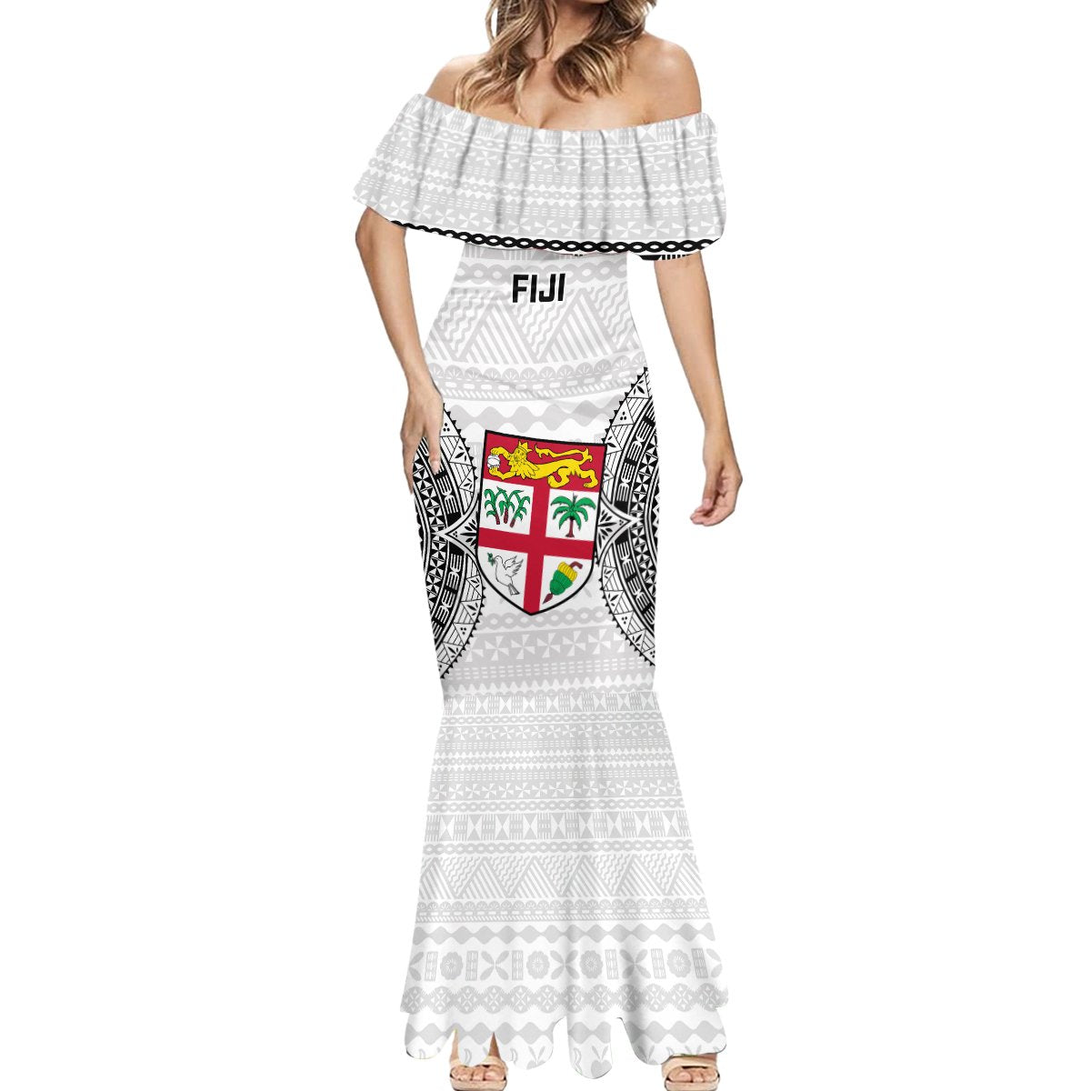 Fiji Rugby Mermaid Dress 2023 Go Champions World Cup Fijian Tapa Pattern - Wonder Print Shop