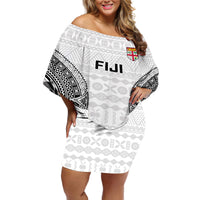 Fiji Rugby Off Shoulder Short Dress 2023 Go Champions World Cup Fijian Tapa Pattern - Wonder Print Shop