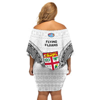 Fiji Rugby Off Shoulder Short Dress 2023 Go Champions World Cup Fijian Tapa Pattern - Wonder Print Shop