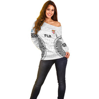 Fiji Rugby Off Shoulder Sweater 2023 Go Champions World Cup Fijian Tapa Pattern - Wonder Print Shop