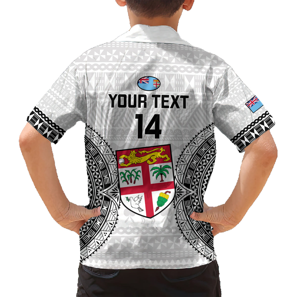 Custom Fiji Rugby Kid Hawaiian Shirt 2023 Go Champions World Cup Fijian Tapa Pattern - Wonder Print Shop