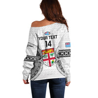 Custom Fiji Rugby Off Shoulder Sweater 2023 Go Champions World Cup Fijian Tapa Pattern - Wonder Print Shop