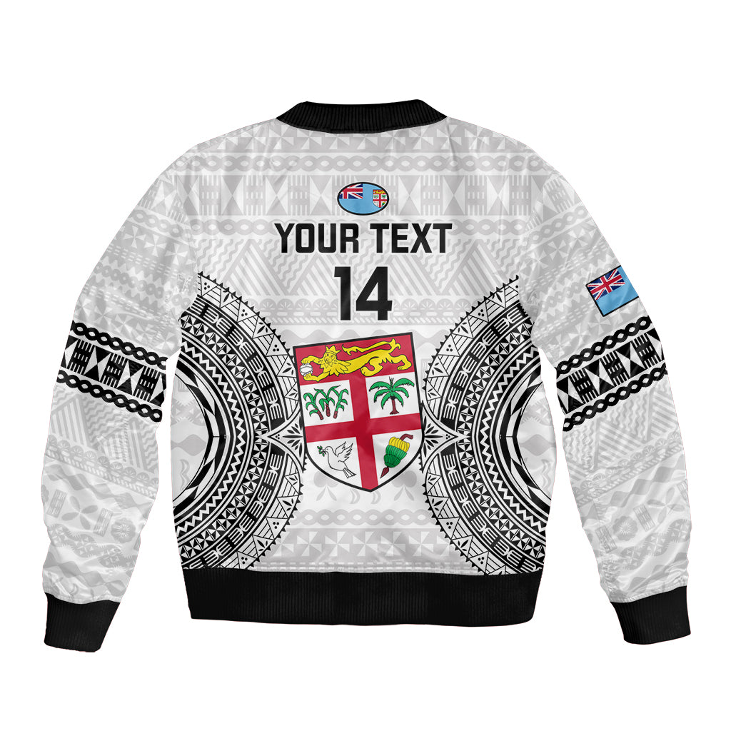 Custom Fiji Rugby Sleeve Zip Bomber Jacket 2023 Go Champions World Cup Fijian Tapa Pattern - Wonder Print Shop