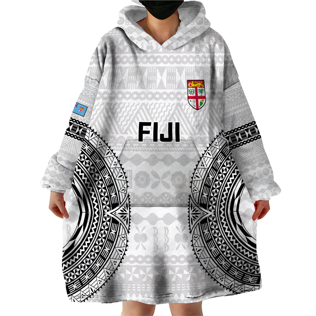 Custom Fiji Rugby Wearable Blanket Hoodie 2023 Go Champions World Cup Fijian Tapa Pattern - Wonder Print Shop