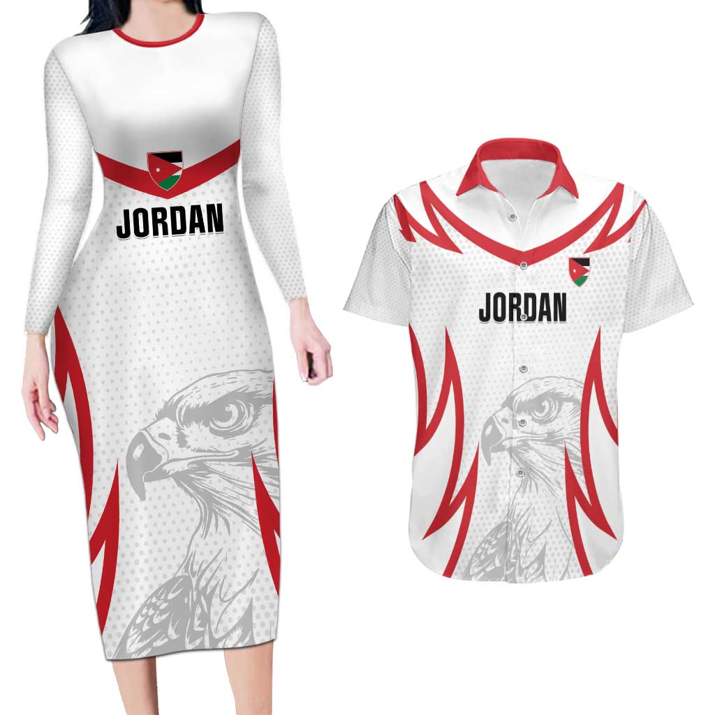 Jordan Football Custom Couples Matching Long Sleeve Bodycon Dress and Hawaiian Shirt Go The Chivalrous Ones - Wonder Print Shop