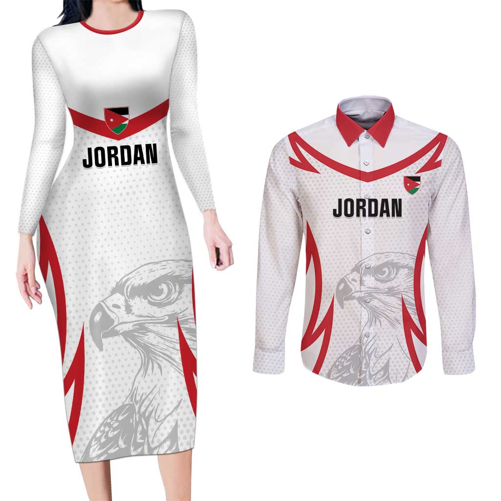 Jordan Football Custom Couples Matching Long Sleeve Bodycon Dress and Long Sleeve Button Shirt Go The Chivalrous Ones - Wonder Print Shop
