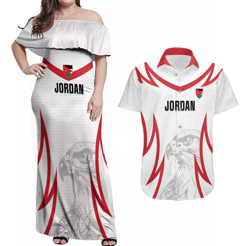 Jordan Football Custom Couples Matching Off Shoulder Maxi Dress and Hawaiian Shirt Go The Chivalrous Ones - Wonder Print Shop