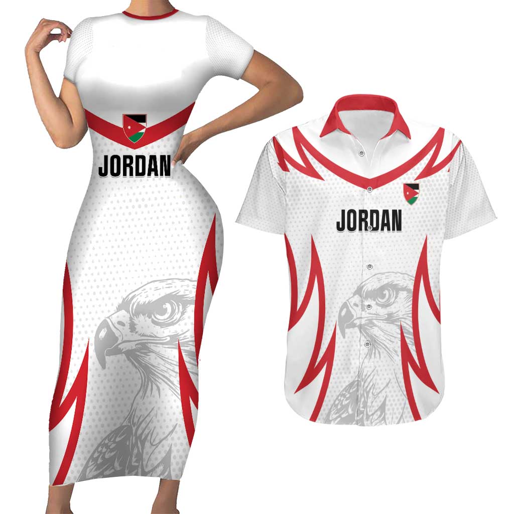 Jordan Football Custom Couples Matching Short Sleeve Bodycon Dress and Hawaiian Shirt Go The Chivalrous Ones - Wonder Print Shop