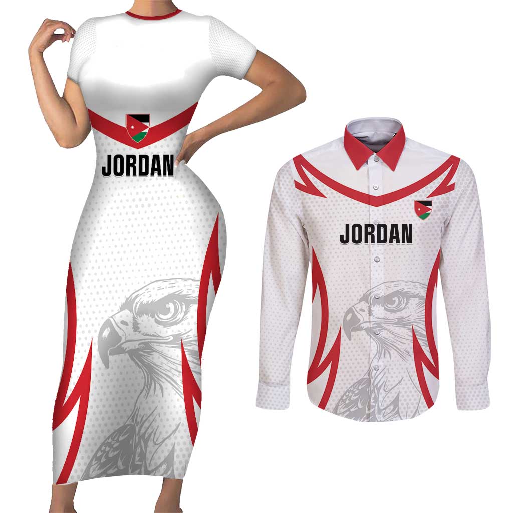 Jordan Football Custom Couples Matching Short Sleeve Bodycon Dress and Long Sleeve Button Shirt Go The Chivalrous Ones - Wonder Print Shop