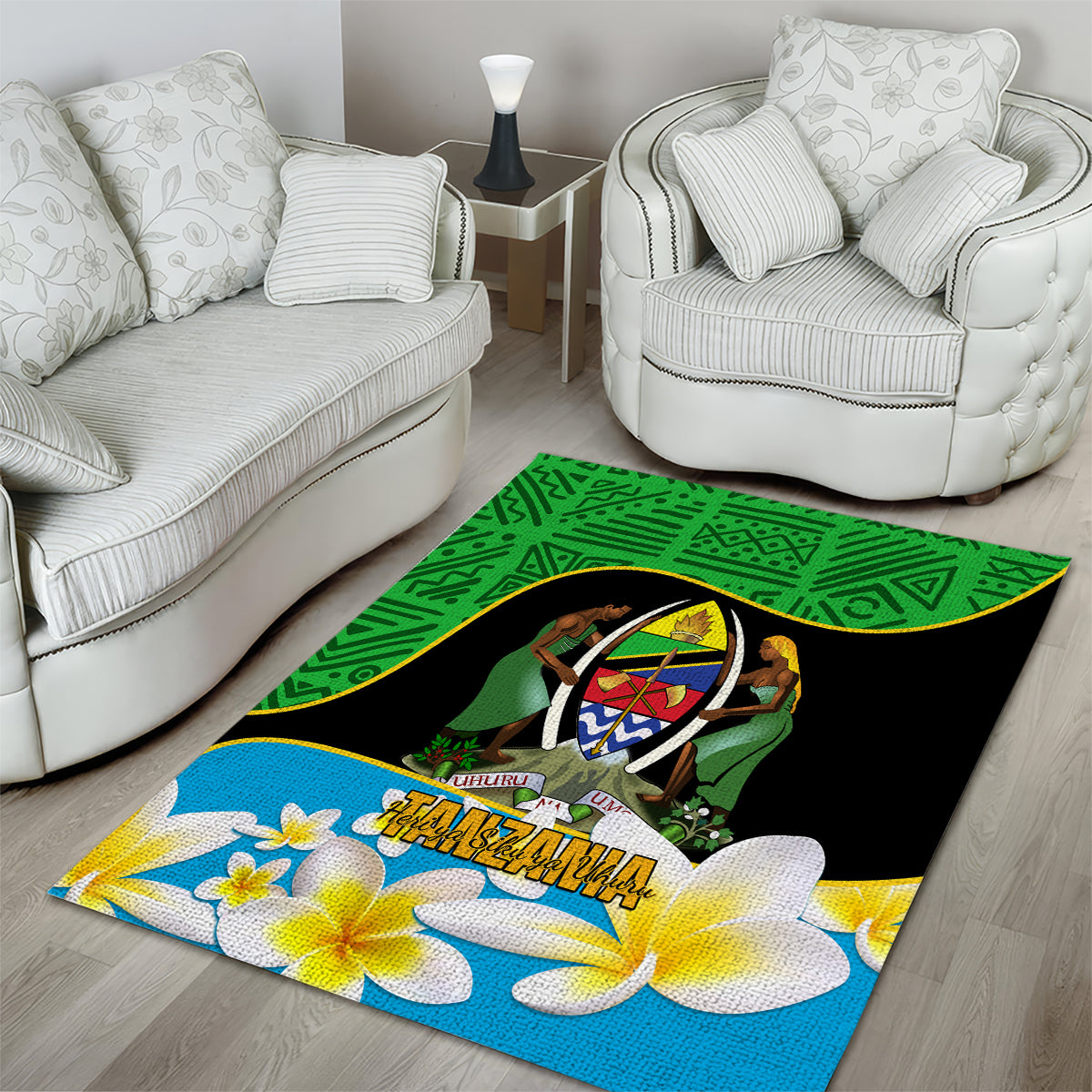 Personalised Tanzania Independence Day Area Rug Heri ya Siku ya Uhuru African Pattern - Wonder Print Shop
