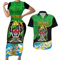 Personalised Tanzania Independence Day Couples Matching Short Sleeve Bodycon Dress and Hawaiian Shirt Heri ya Siku ya Uhuru African Pattern - Wonder Print Shop