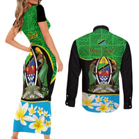 Personalised Tanzania Independence Day Couples Matching Short Sleeve Bodycon Dress and Long Sleeve Button Shirt Heri ya Siku ya Uhuru African Pattern - Wonder Print Shop