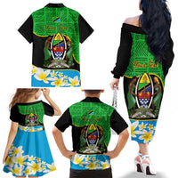 Personalised Tanzania Independence Day Family Matching Off Shoulder Long Sleeve Dress and Hawaiian Shirt Heri ya Siku ya Uhuru African Pattern - Wonder Print Shop