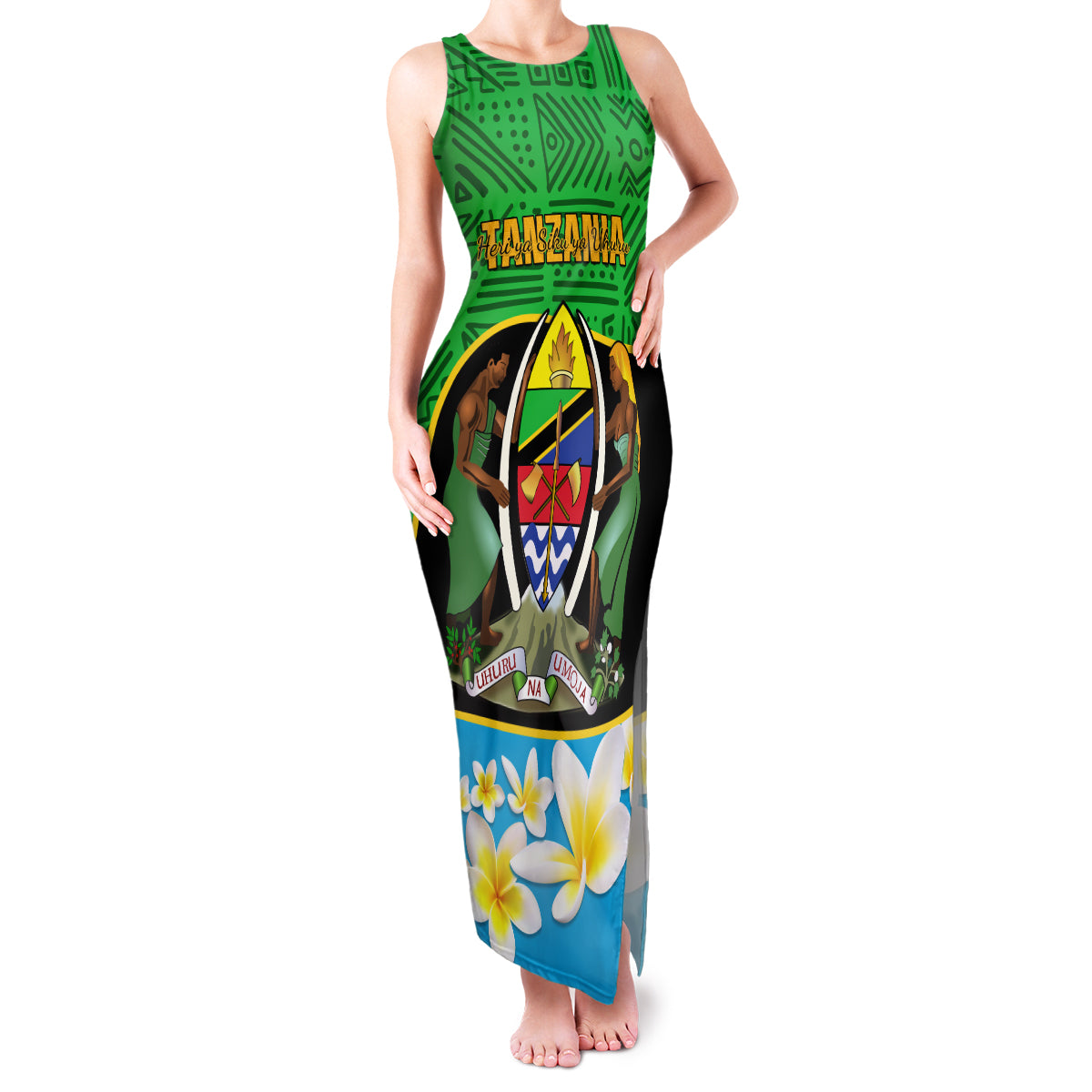 Personalised Tanzania Independence Day Family Matching Tank Maxi Dress and Hawaiian Shirt Heri ya Siku ya Uhuru African Pattern - Wonder Print Shop