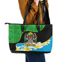 Personalised Tanzania Independence Day Leather Tote Bag Heri ya Siku ya Uhuru African Pattern - Wonder Print Shop