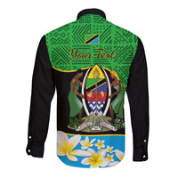 Personalised Tanzania Independence Day Long Sleeve Button Shirt Heri ya Siku ya Uhuru African Pattern - Wonder Print Shop