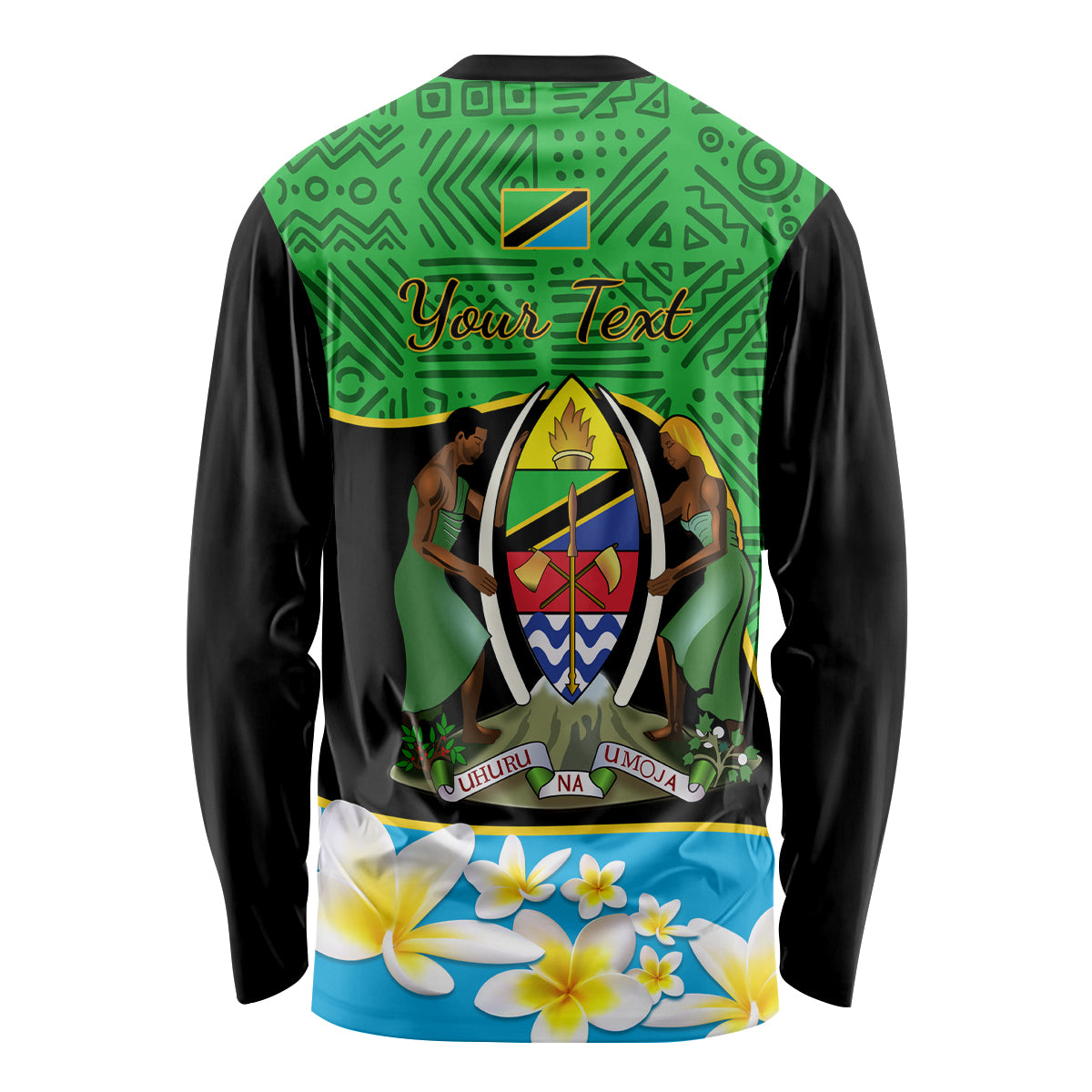 Personalised Tanzania Independence Day Long Sleeve Shirt Heri ya Siku ya Uhuru African Pattern - Wonder Print Shop