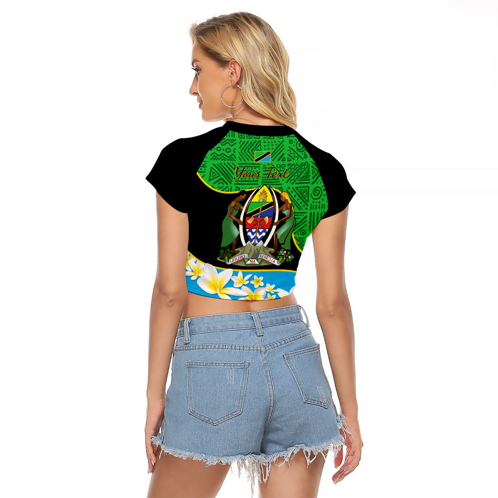 Personalised Tanzania Independence Day Raglan Cropped T Shirt Heri ya Siku ya Uhuru African Pattern - Wonder Print Shop