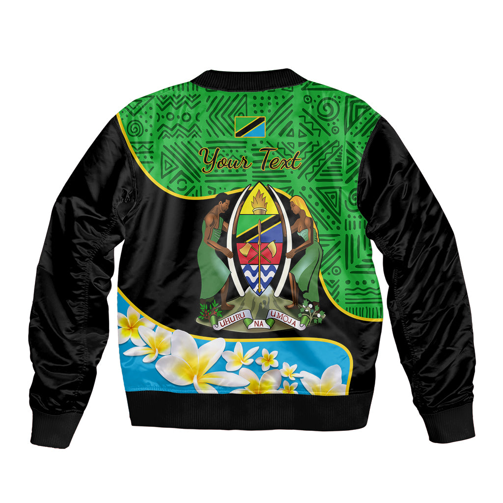 Personalised Tanzania Independence Day Sleeve Zip Bomber Jacket Heri ya Siku ya Uhuru African Pattern - Wonder Print Shop