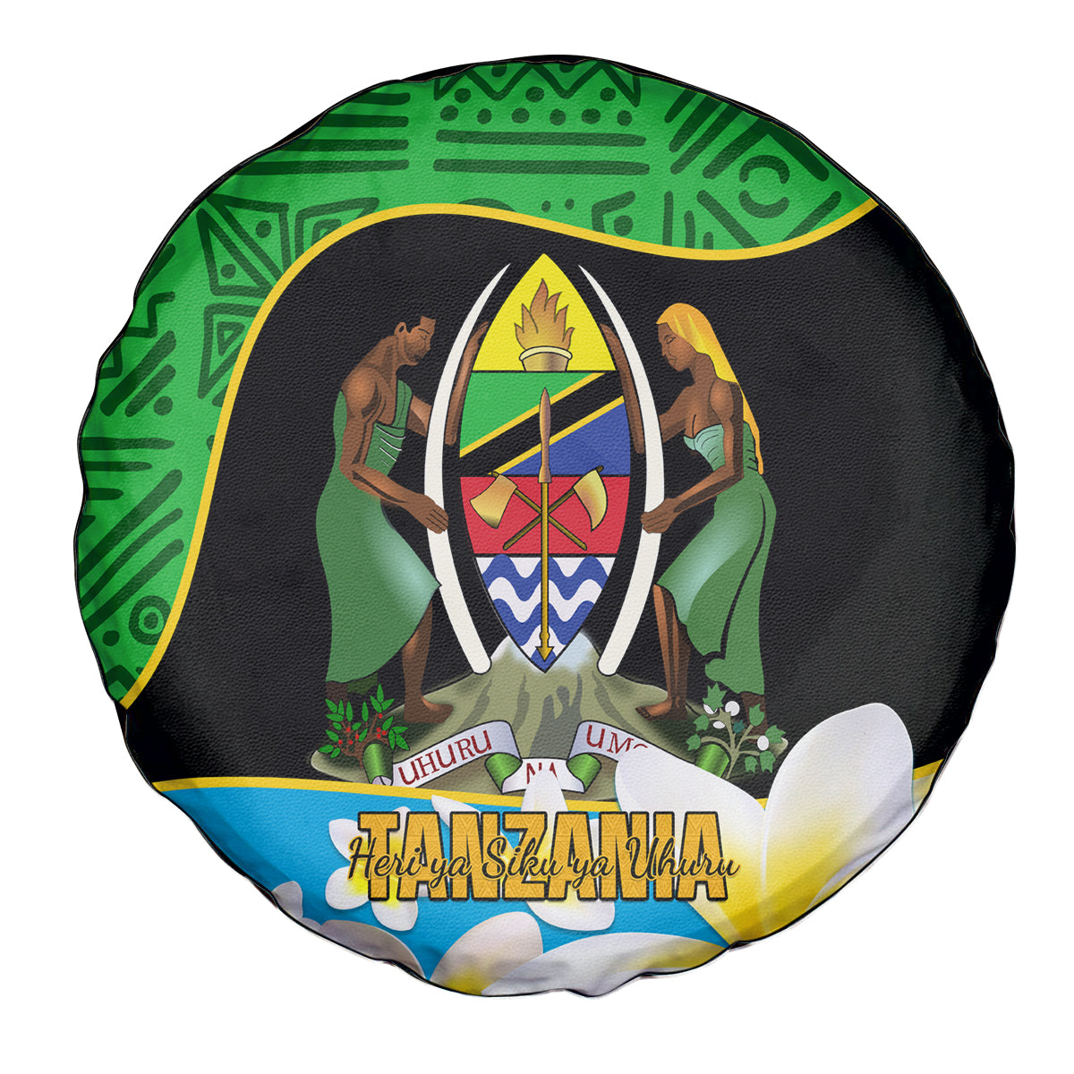 Personalised Tanzania Independence Day Spare Tire Cover Heri ya Siku ya Uhuru African Pattern - Wonder Print Shop