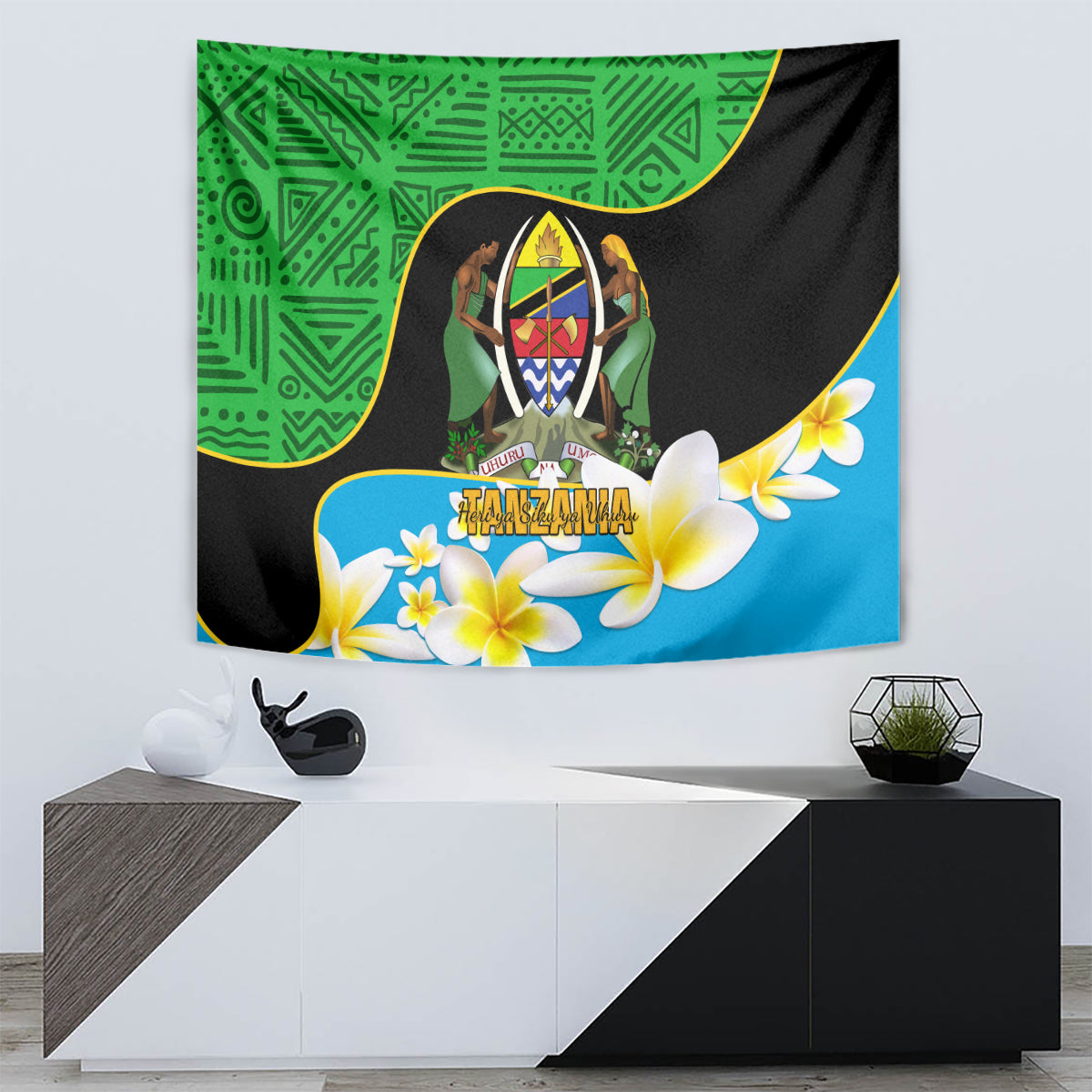 Personalised Tanzania Independence Day Tapestry Heri ya Siku ya Uhuru African Pattern - Wonder Print Shop