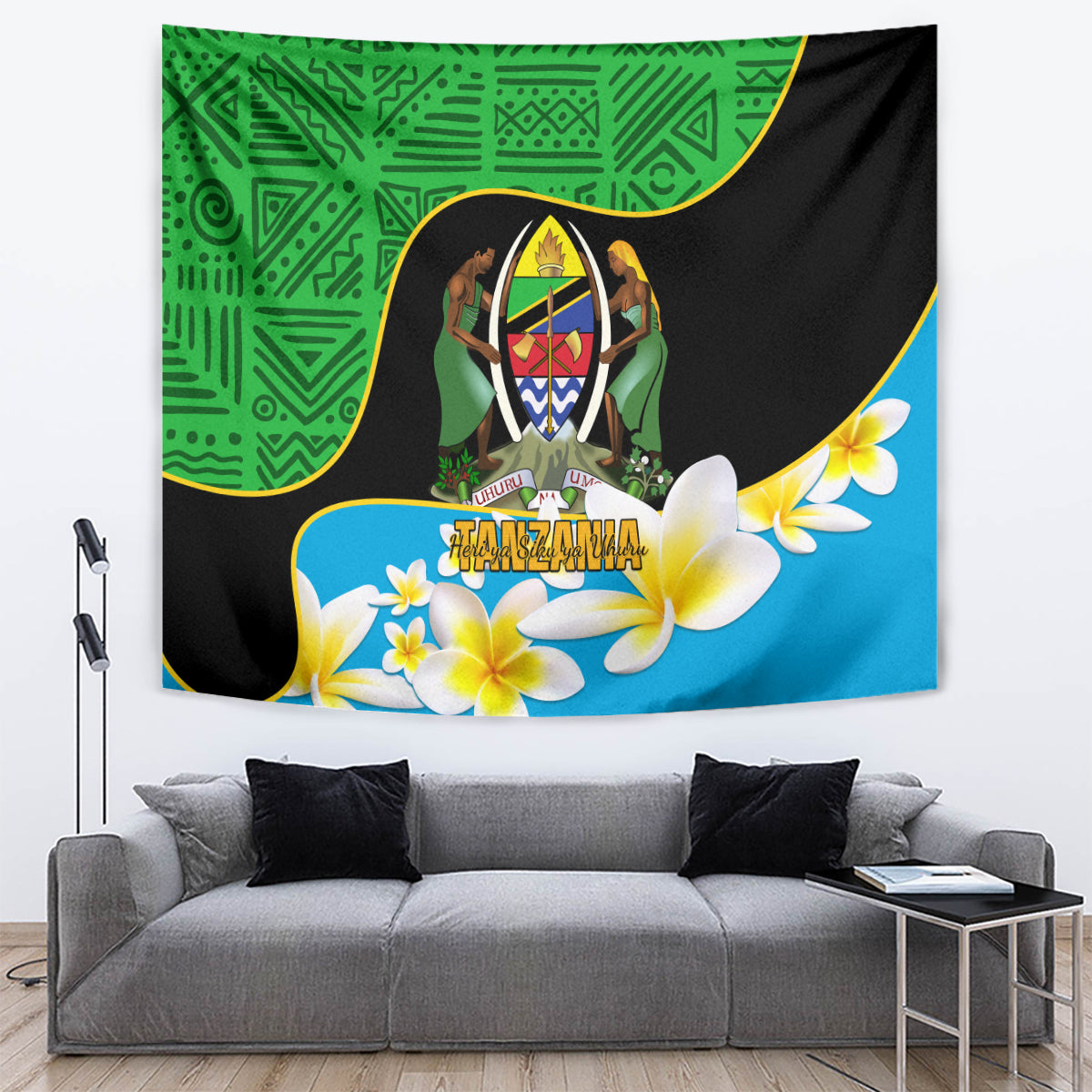 Personalised Tanzania Independence Day Tapestry Heri ya Siku ya Uhuru African Pattern - Wonder Print Shop