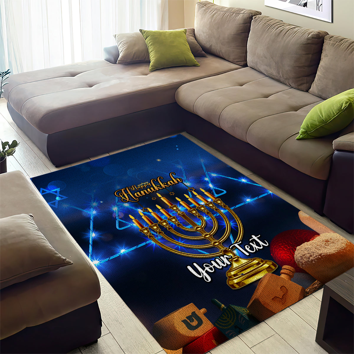 Personalised Hanukkah Area Rug Menorah Happy Jewish Holiday - Wonder Print Shop