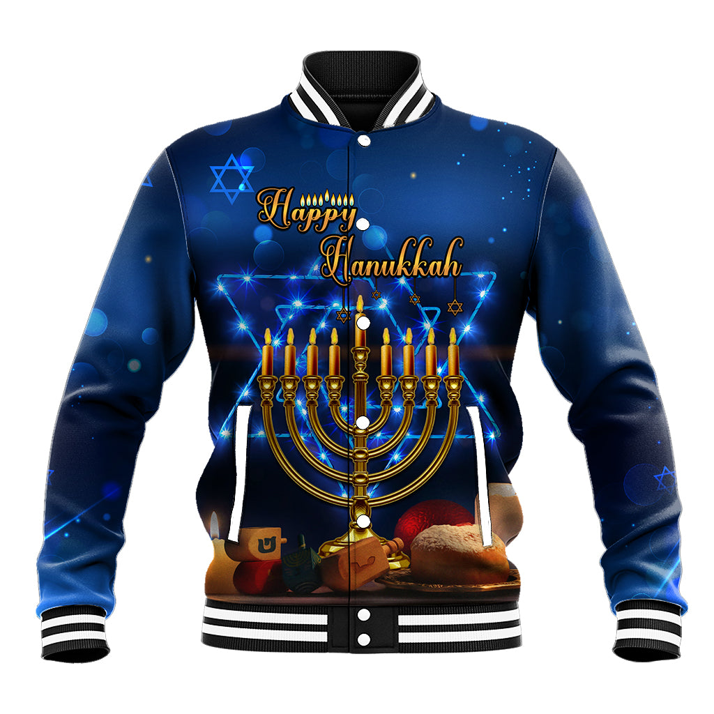 Personalised Hanukkah Baseball Jacket Menorah Happy Jewish Holiday - Wonder Print Shop