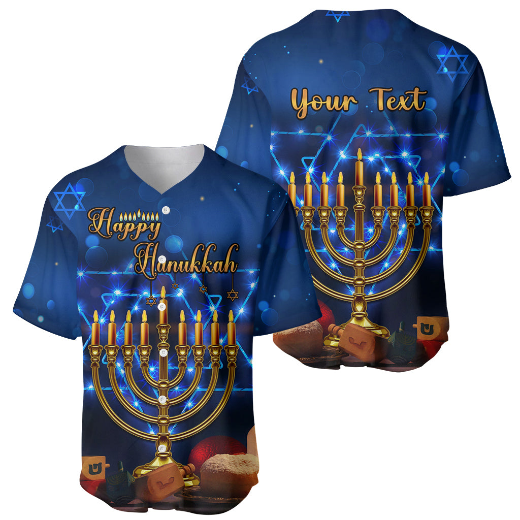 Personalised Hanukkah Baseball Jersey Menorah Happy Jewish Holiday - Wonder Print Shop