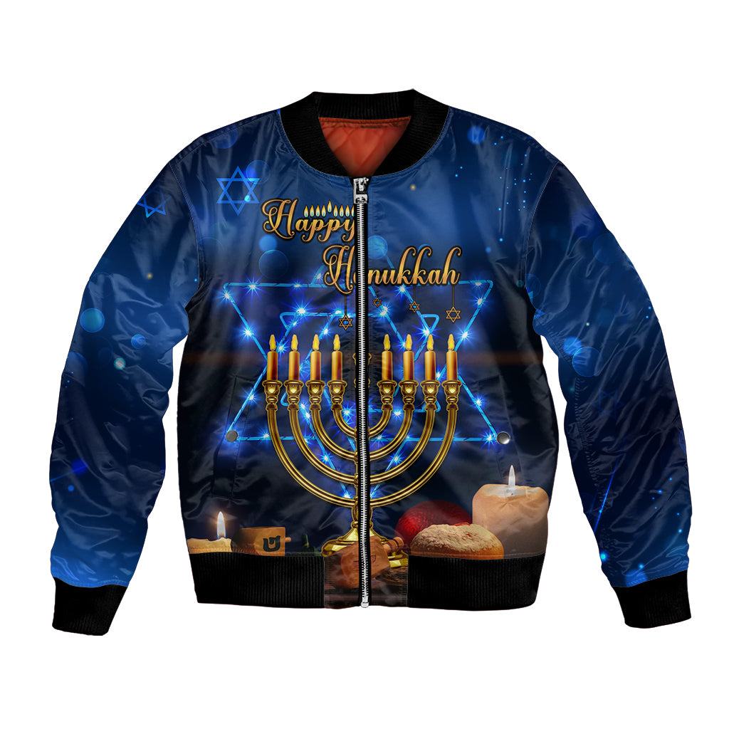 Personalised Hanukkah Bomber Jacket Menorah Happy Jewish Holiday - Wonder Print Shop