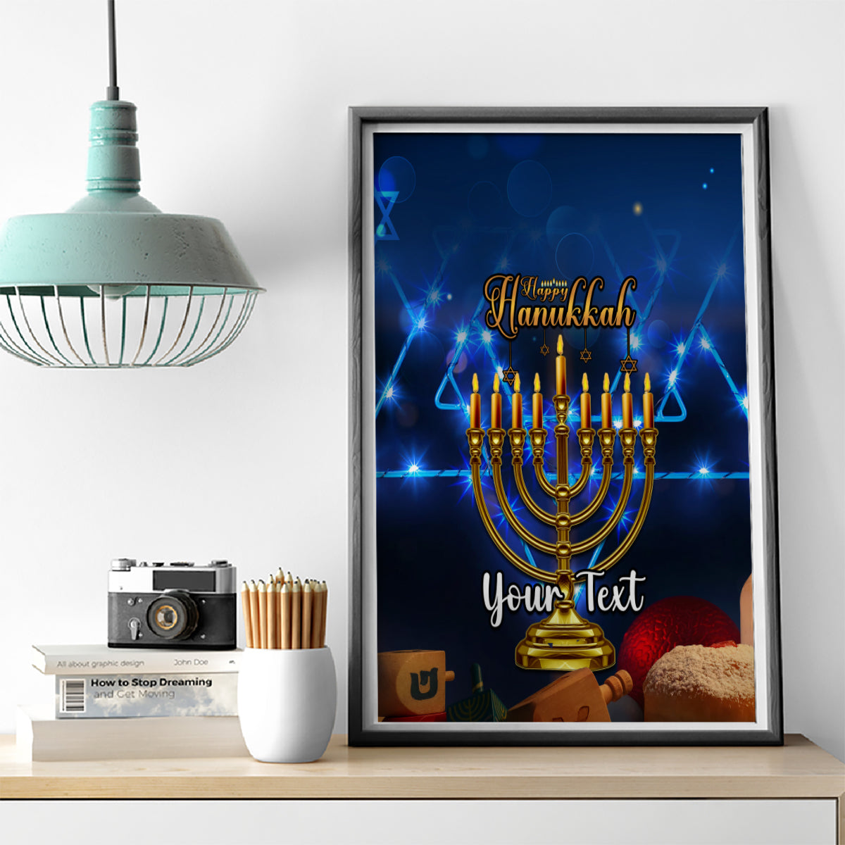 Personalised Hanukkah Canvas Wall Art Menorah Happy Jewish Holiday - Wonder Print Shop