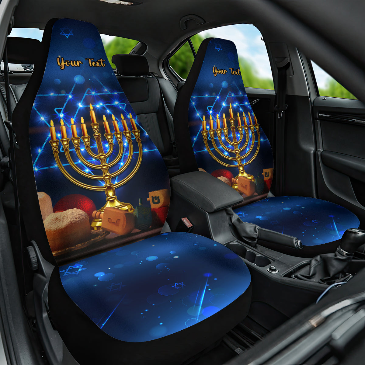 Personalised Hanukkah Car Seat Cover Menorah Happy Jewish Holiday - Wonder Print Shop