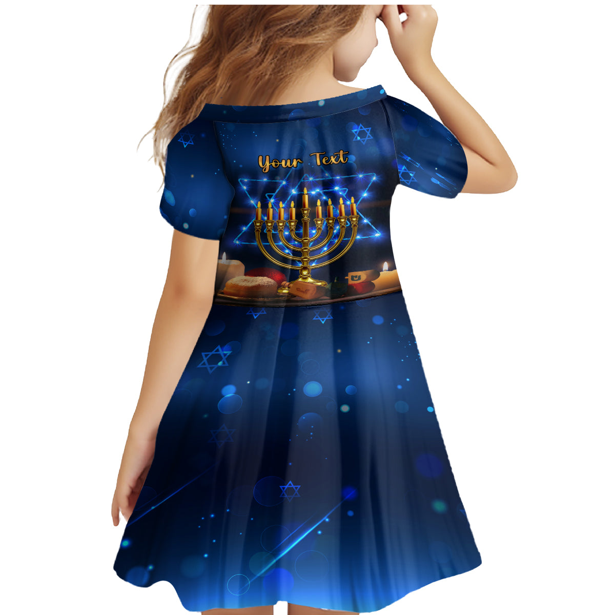 Personalised Hanukkah Family Matching Mermaid Dress and Hawaiian Shirt Menorah Happy Jewish Holiday - Wonder Print Shop