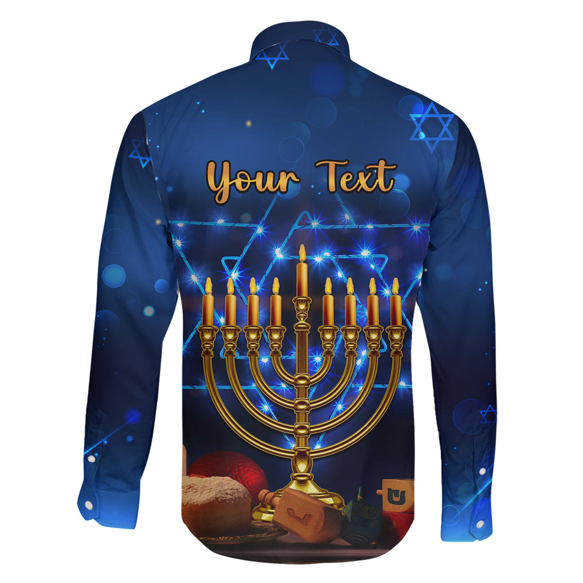 Personalised Hanukkah Family Matching Tank Maxi Dress and Hawaiian Shirt Menorah Happy Jewish Holiday - Wonder Print Shop