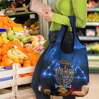 Personalised Hanukkah Grocery Bag Menorah Happy Jewish Holiday